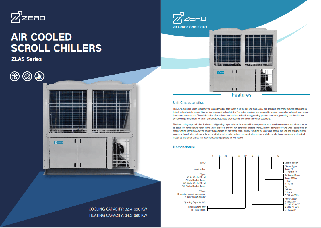 460V-3Ph-60Hz Air Cooled Scroll Chiller